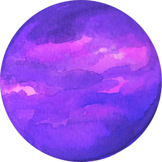 Hand-Painted Watercolor Space Galaxy Purple Violet Planet